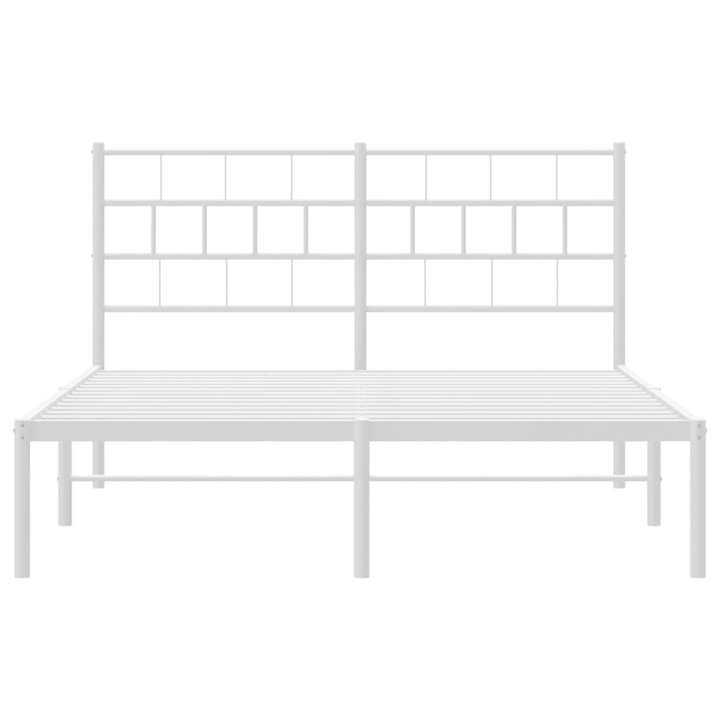 Metal Bed Frame without Mattress with Headboard White 135x190cm