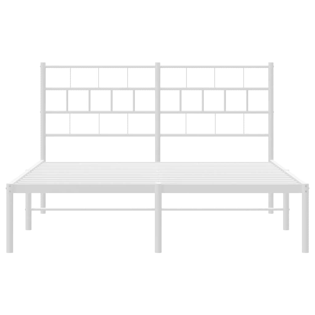 Metal Bed Frame without Mattress with Headboard White 150x200cm