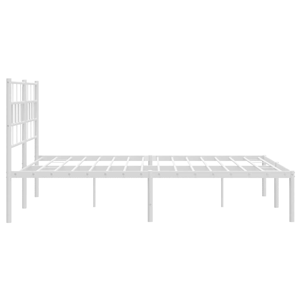 Metal Bed Frame without Mattress with Headboard White 150x200cm