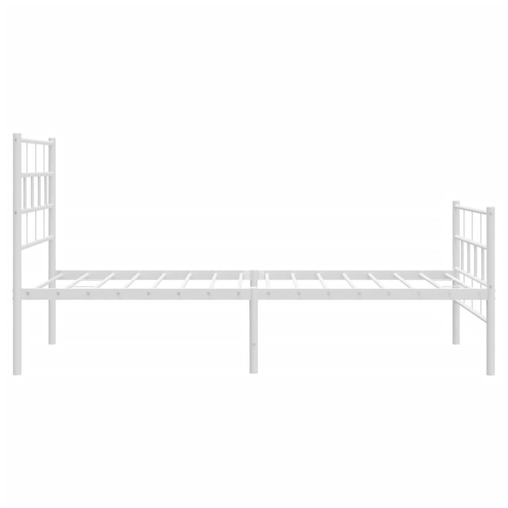 Metal Bed Frame without Mattress with Footboard White 90x190cm
