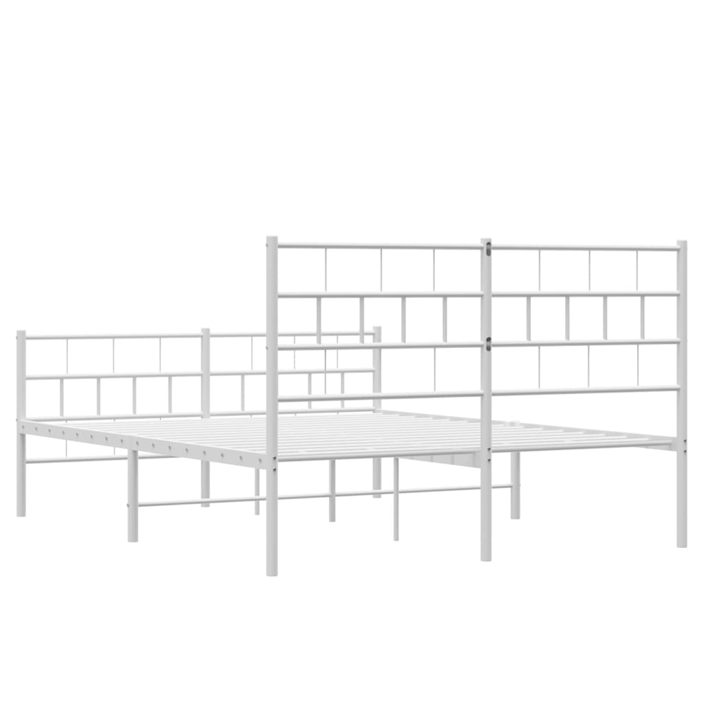 Metal Bed Frame without Mattress with Footboard White 120x190cm