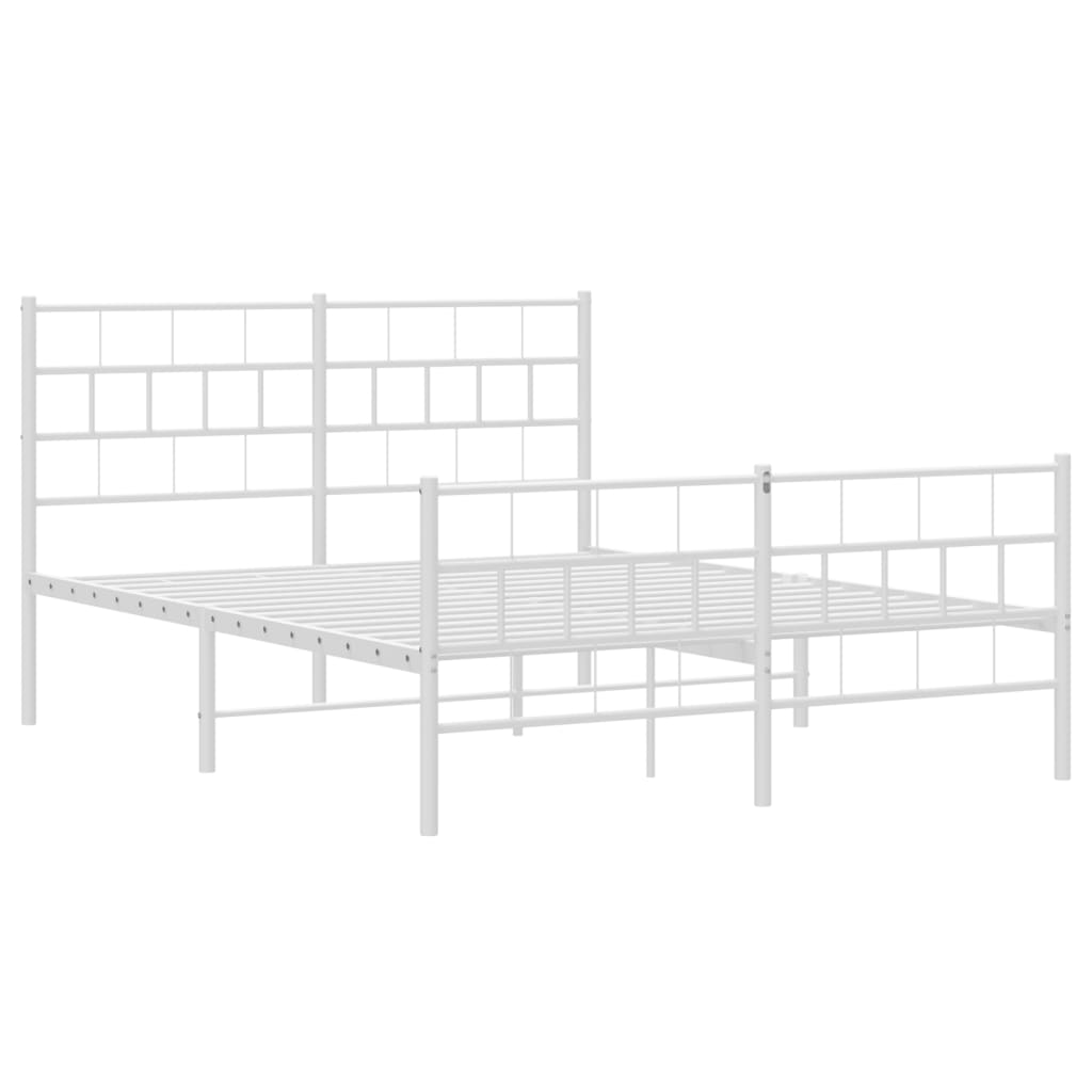 Metal Bed Frame without Mattress with Footboard White 160x200cm