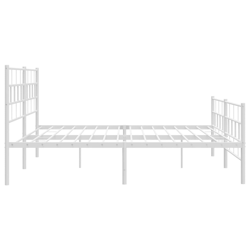 Metal Bed Frame without Mattress with Footboard White 180x200cm