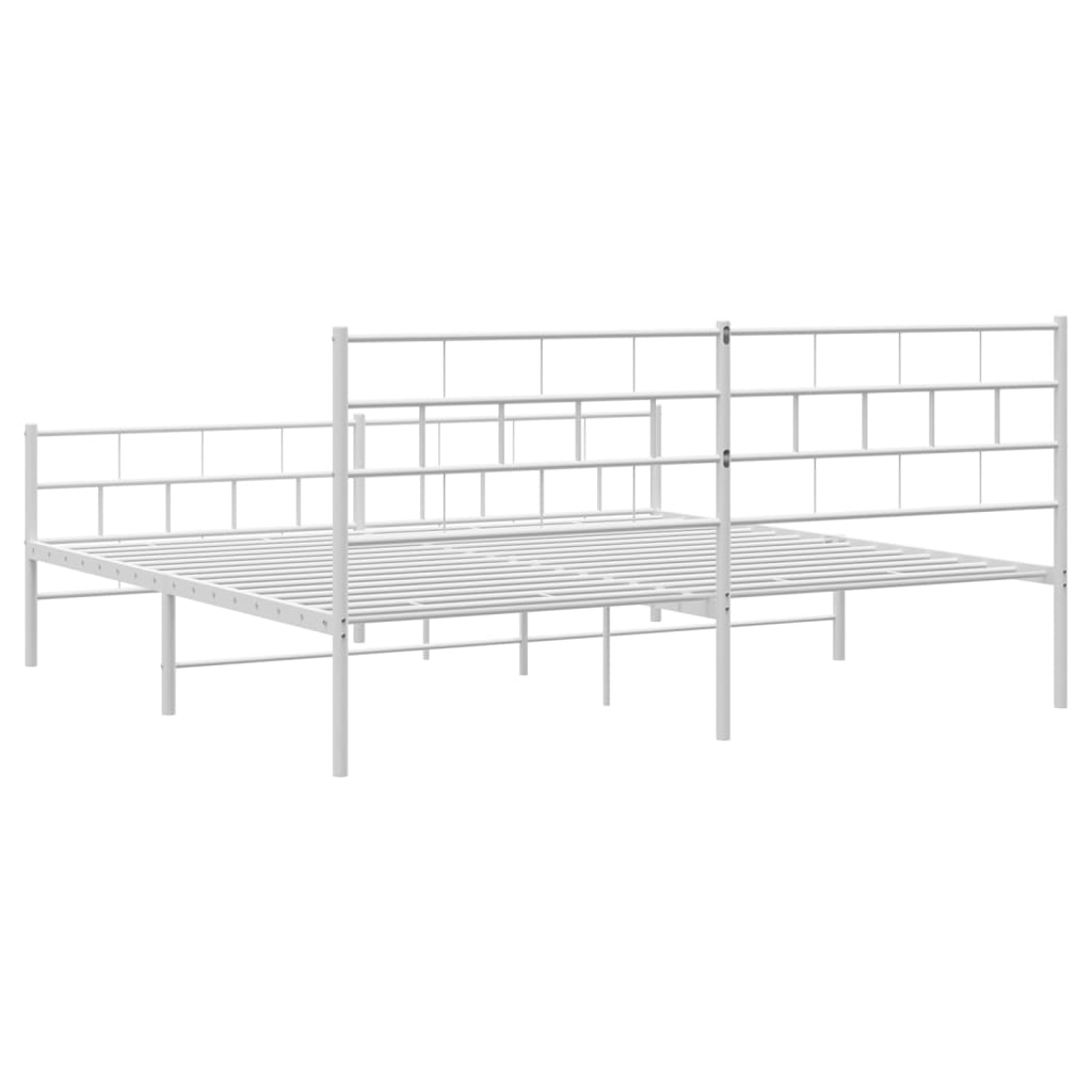 Metal Bed Frame without Mattress with Footboard White 180x200cm