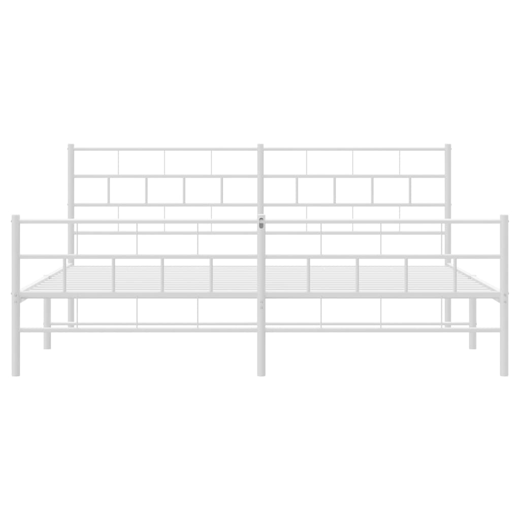 Metal Bed Frame without Mattress with Footboard White 200x200cm