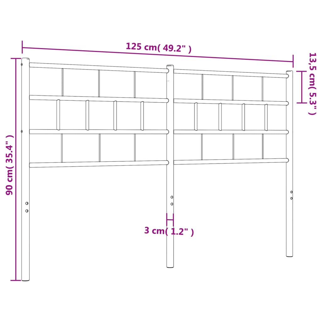 Metal Headboard White 120 cm