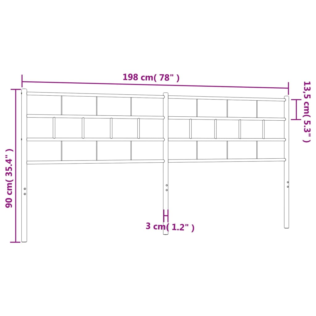 Metal Headboard White 193 cm