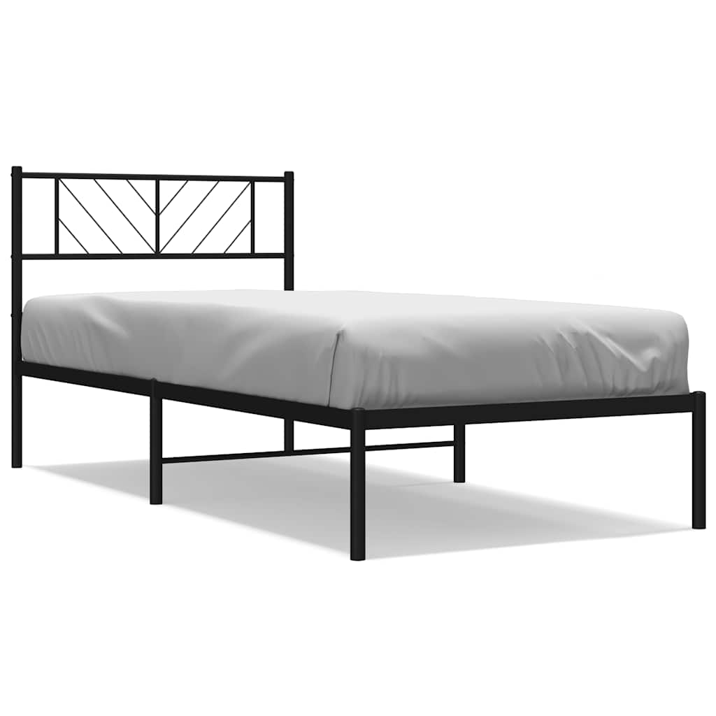 Metal Bed Frame without Mattress with Headboard Black 100x200cm