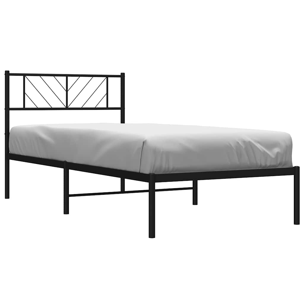 Metal Bed Frame without Mattress with Headboard Black 100x200cm