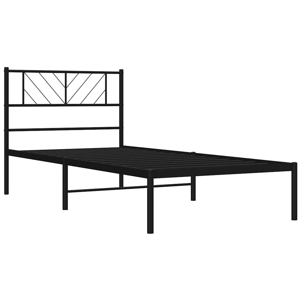 Metal Bed Frame without Mattress with Headboard Black 100x200cm