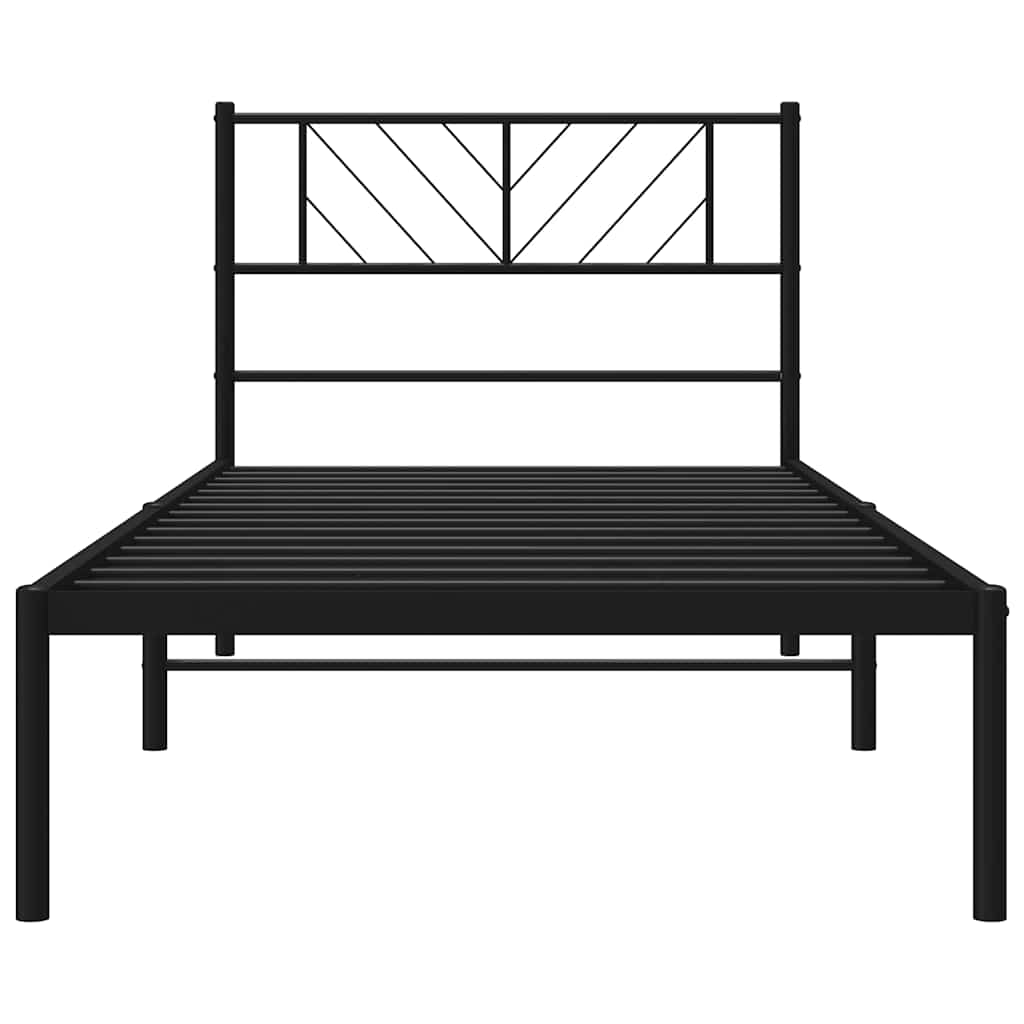 Metal Bed Frame without Mattress with Headboard Black 100x200cm