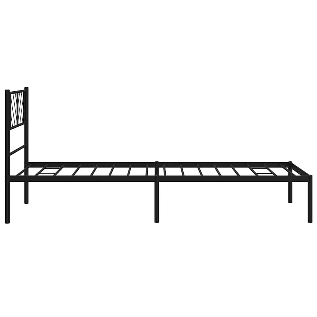 Metal Bed Frame without Mattress with Headboard Black 100x200cm