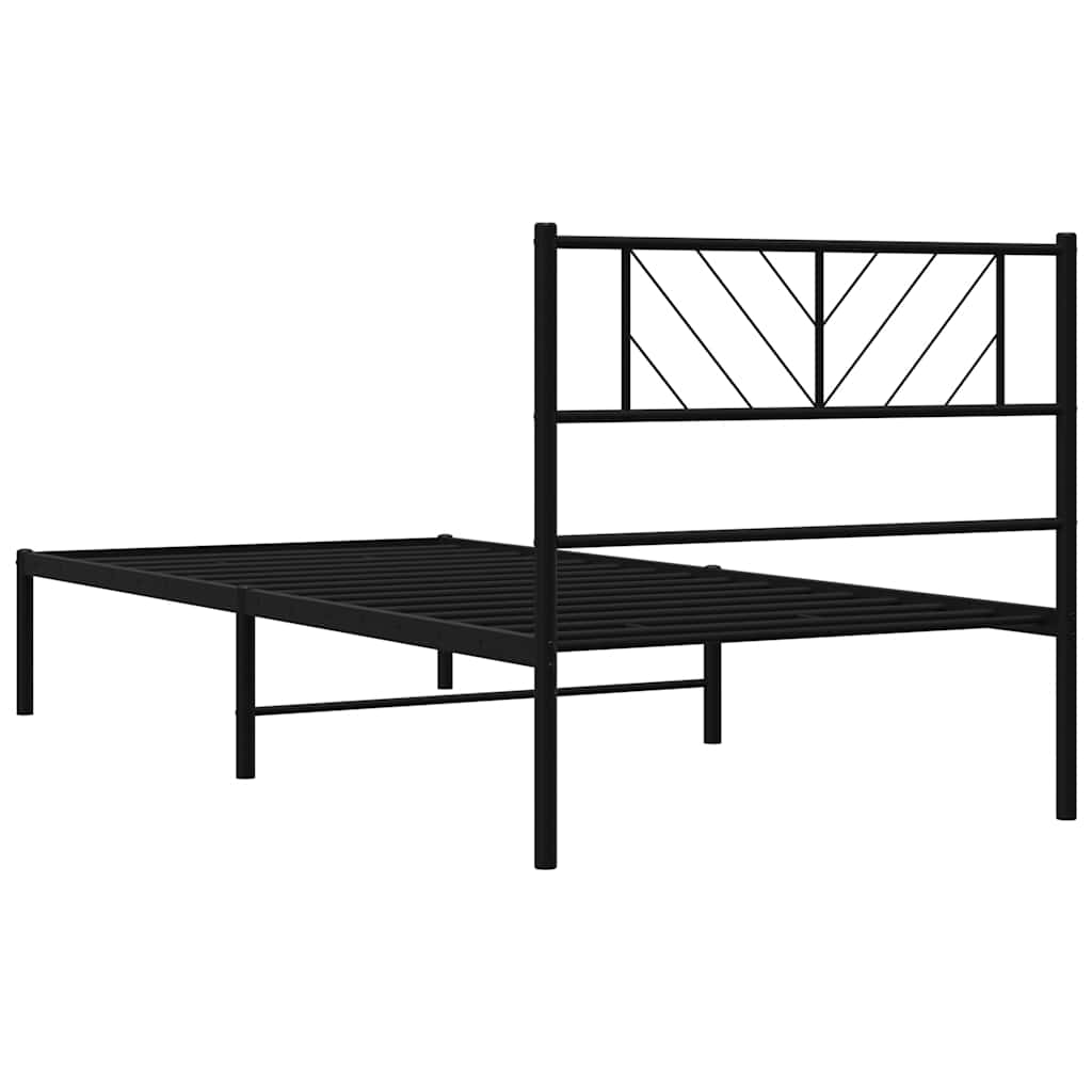 Metal Bed Frame without Mattress with Headboard Black 100x200cm