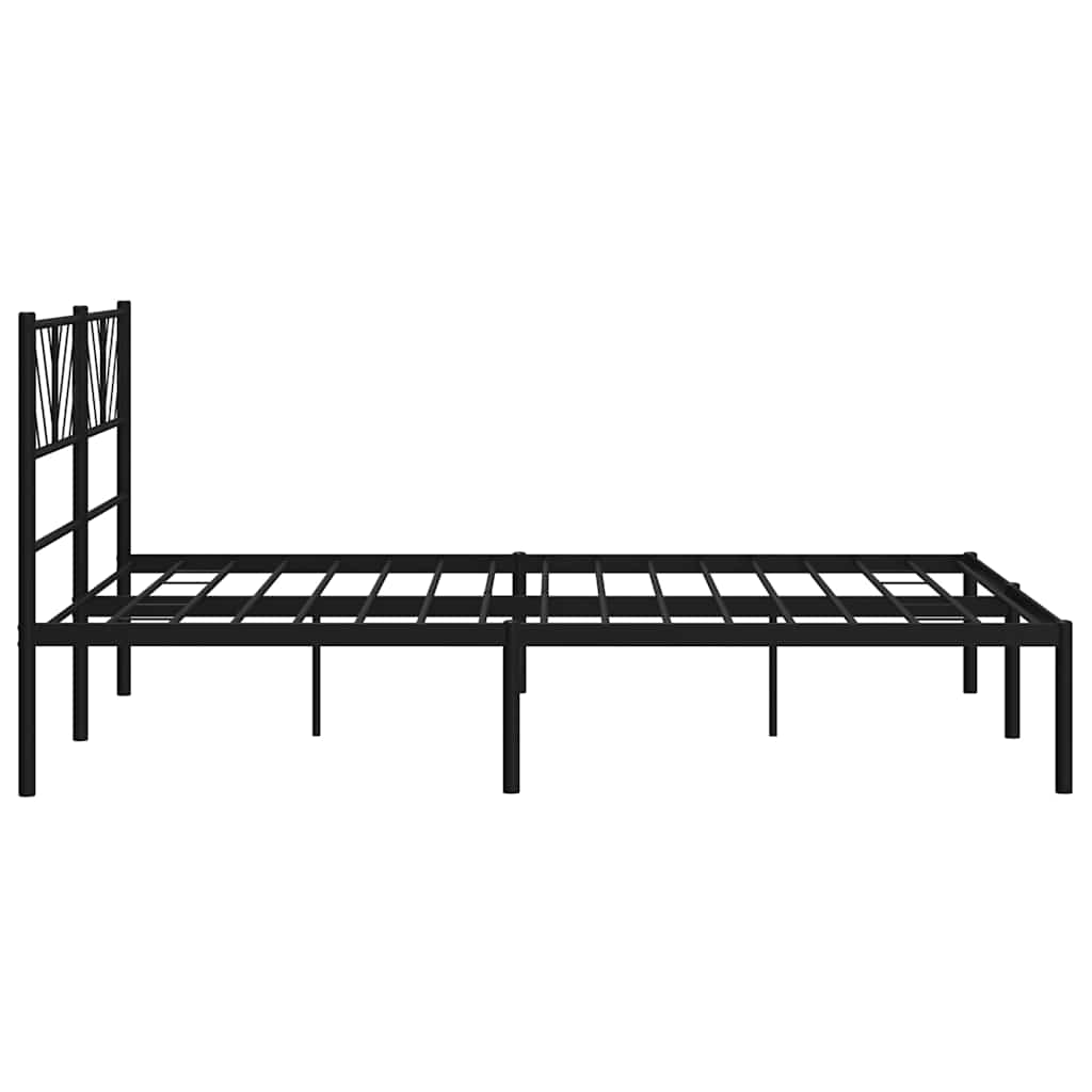 Metal Bed Frame without Mattress with Headboard Black 135x190cm