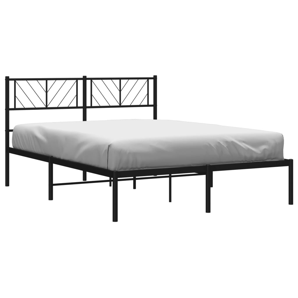 Metal Bed Frame without Mattress with Headboard Black 140x200cm