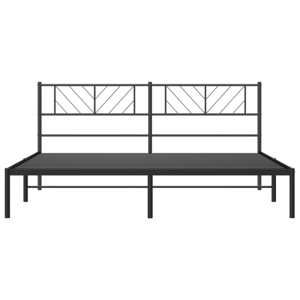 Metal Bed Frame without Mattress with Headboard Black 193x203cm