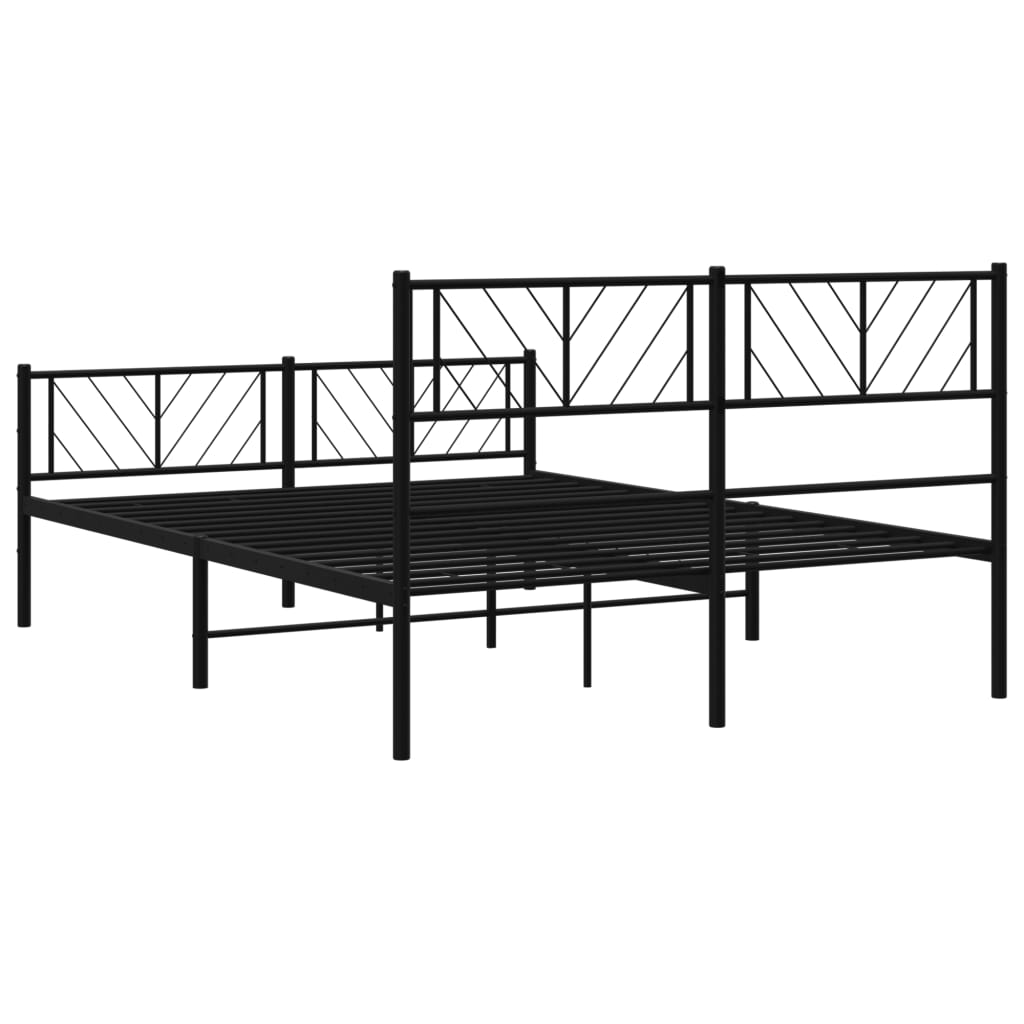 Metal Bed Frame without Mattress with Footboard Black 120x200cm