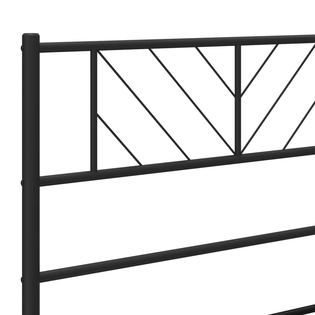Metal Bed Frame without Mattress with Footboard Black 135x190cm