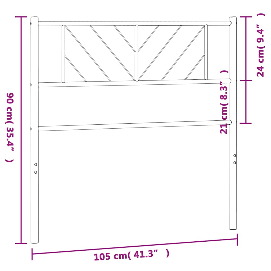 Metal Headboard Black 100 cm