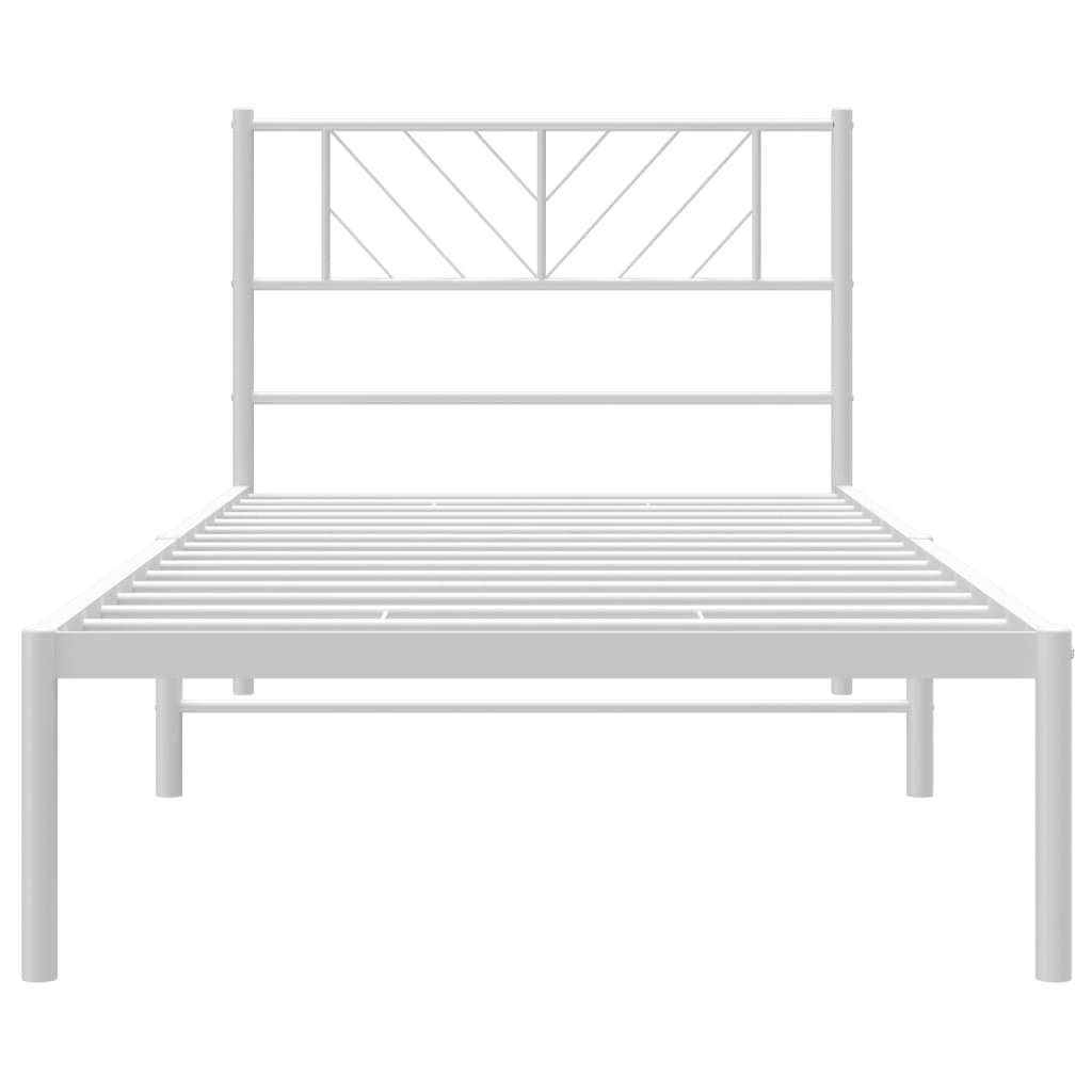 Metal Bed Frame without Mattress with Headboard White 100x200cm