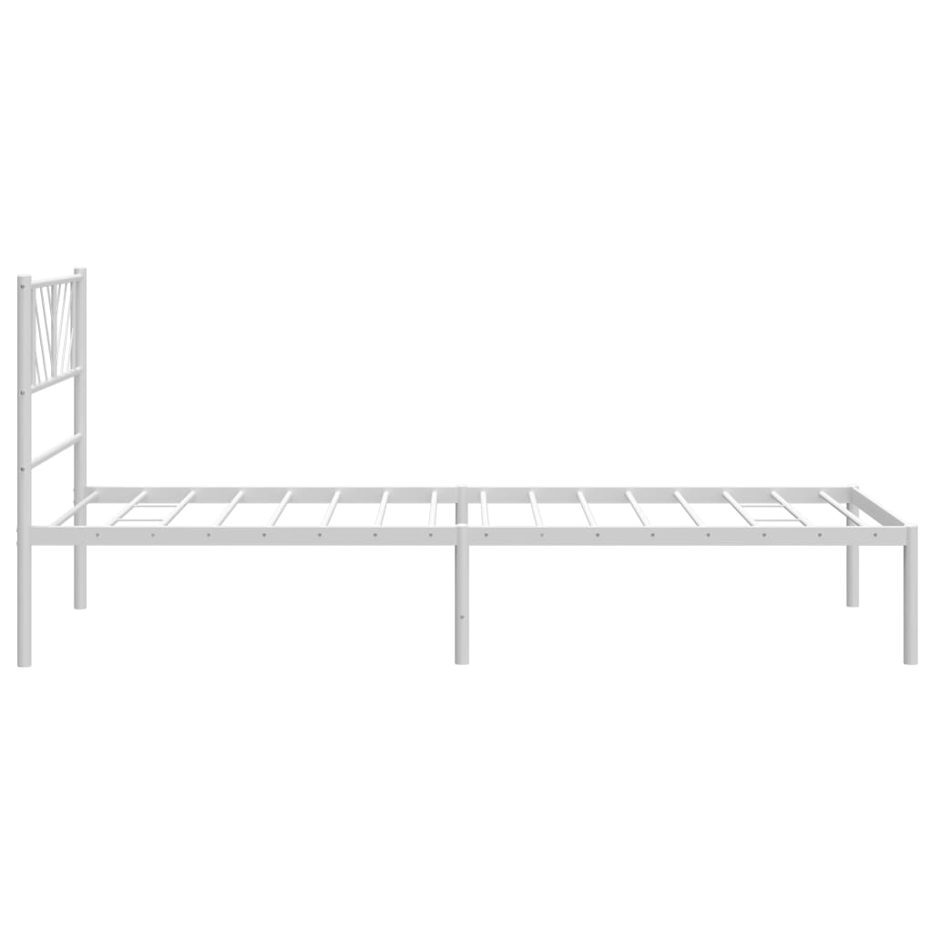 Metal Bed Frame without Mattress with Headboard White 107x203cm