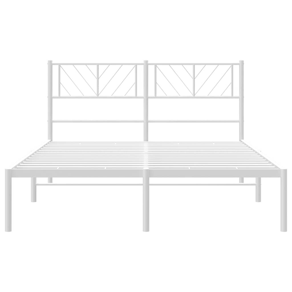 Metal Bed Frame without Mattress with Headboard White 135x190cm