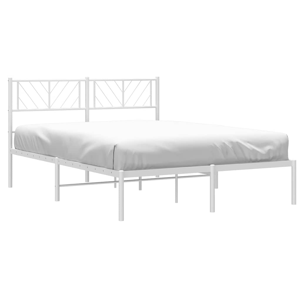 Metal Bed Frame without Mattress with Headboard White 150x200cm