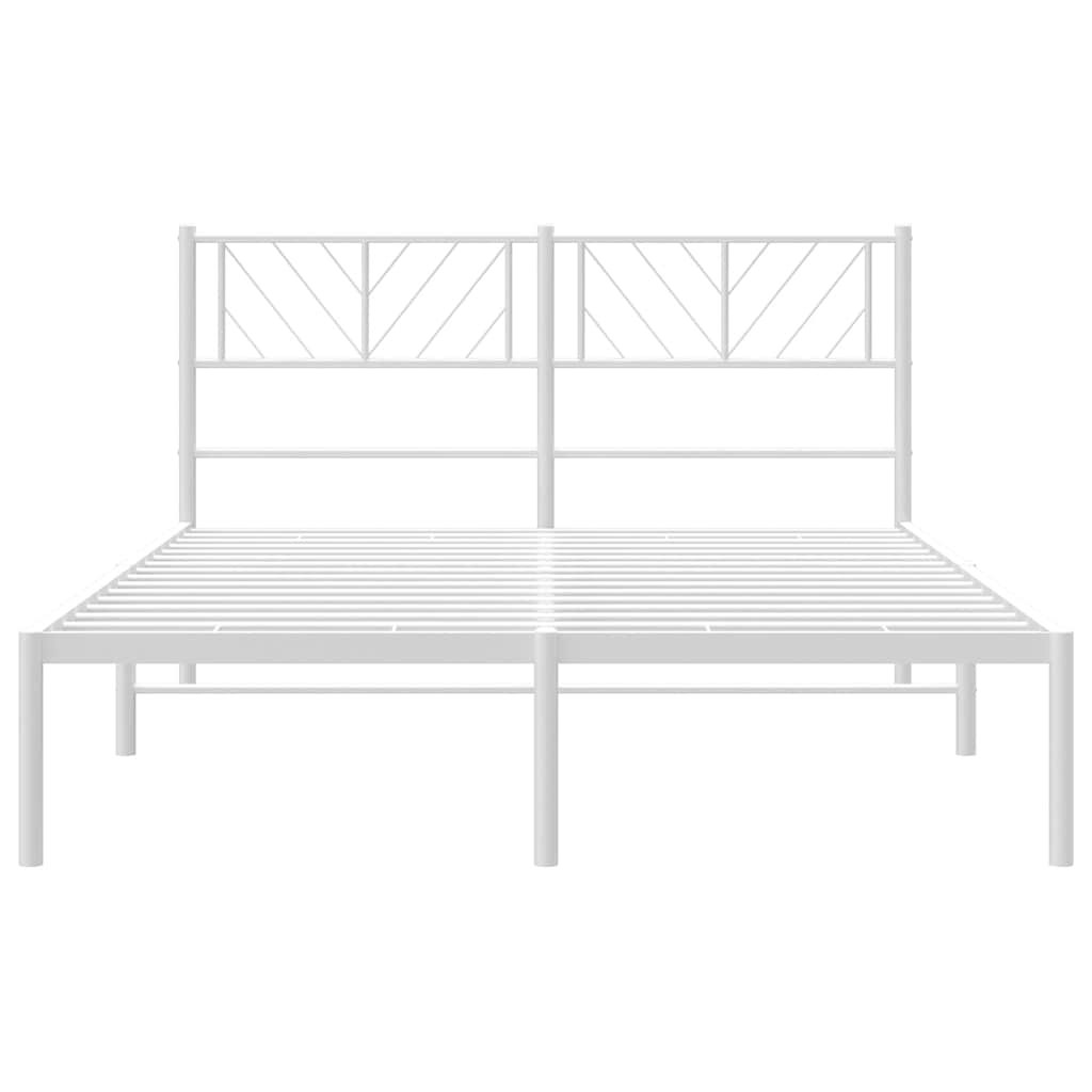 Metal Bed Frame without Mattress with Headboard White 150x200cm