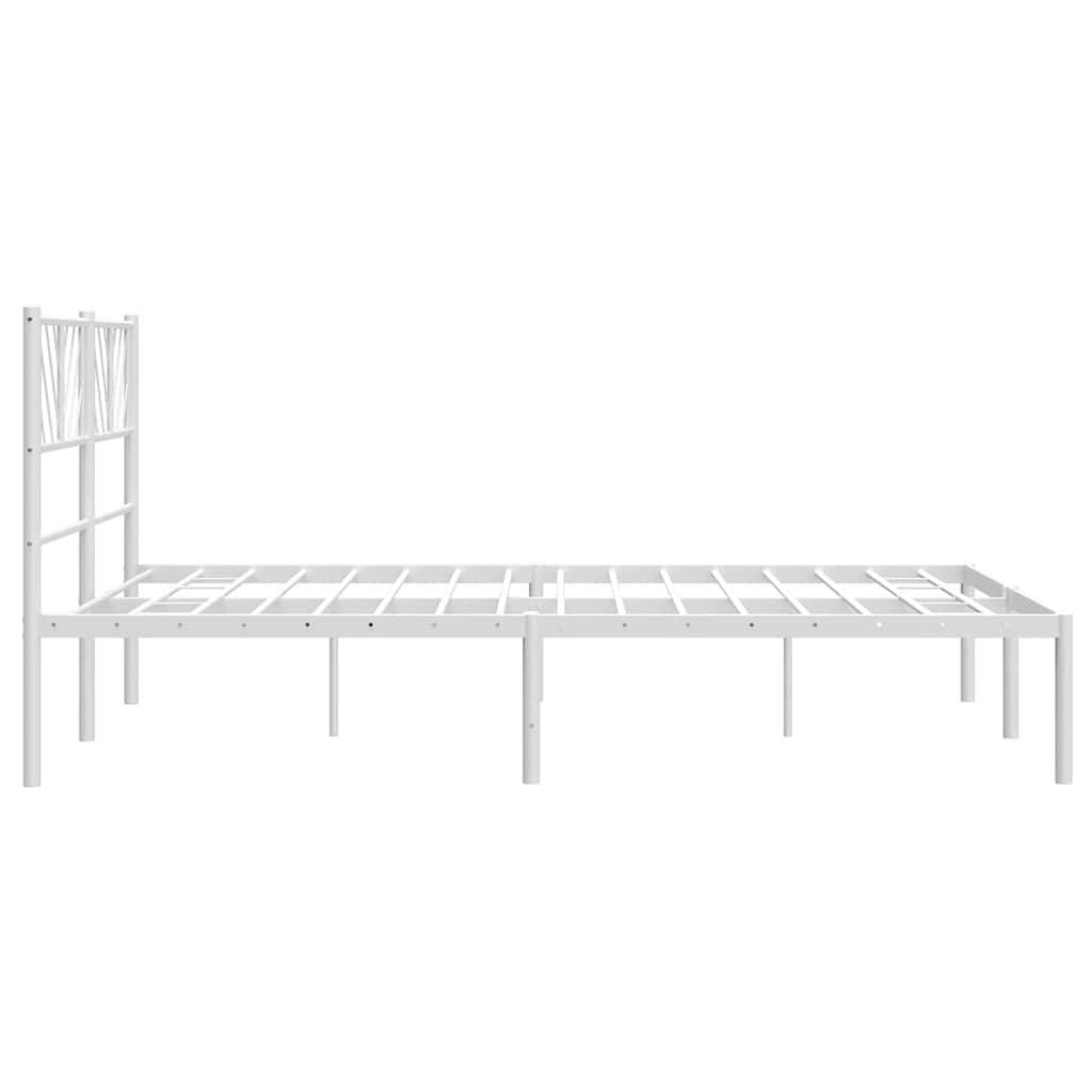 Metal Bed Frame without Mattress with Headboard White 150x200cm