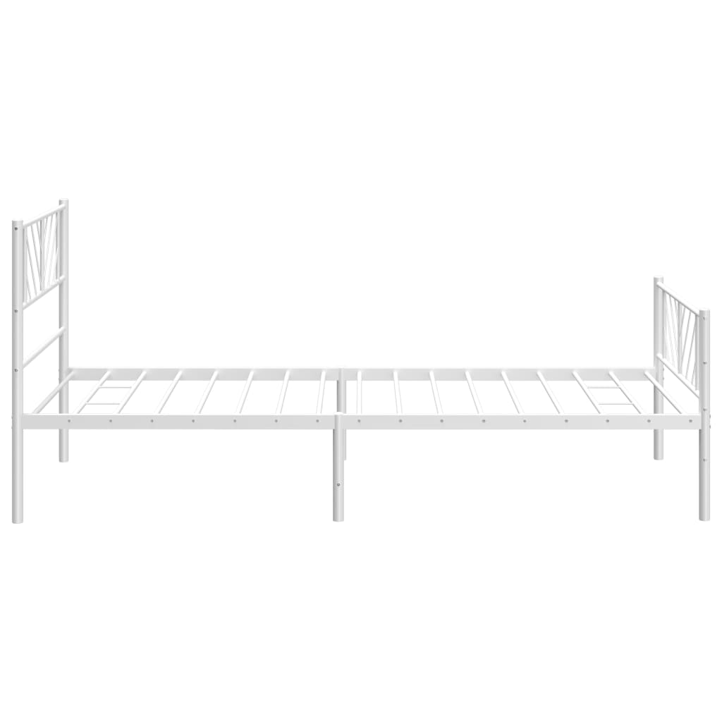 Metal Bed Frame without Mattress with Footboard White 75x190cm