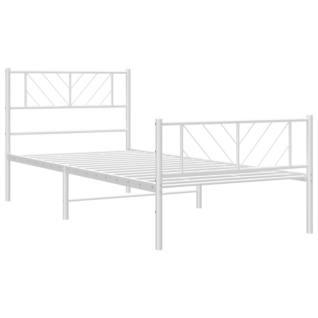 Metal Bed Frame without Mattress with Footboard White 90x200cm