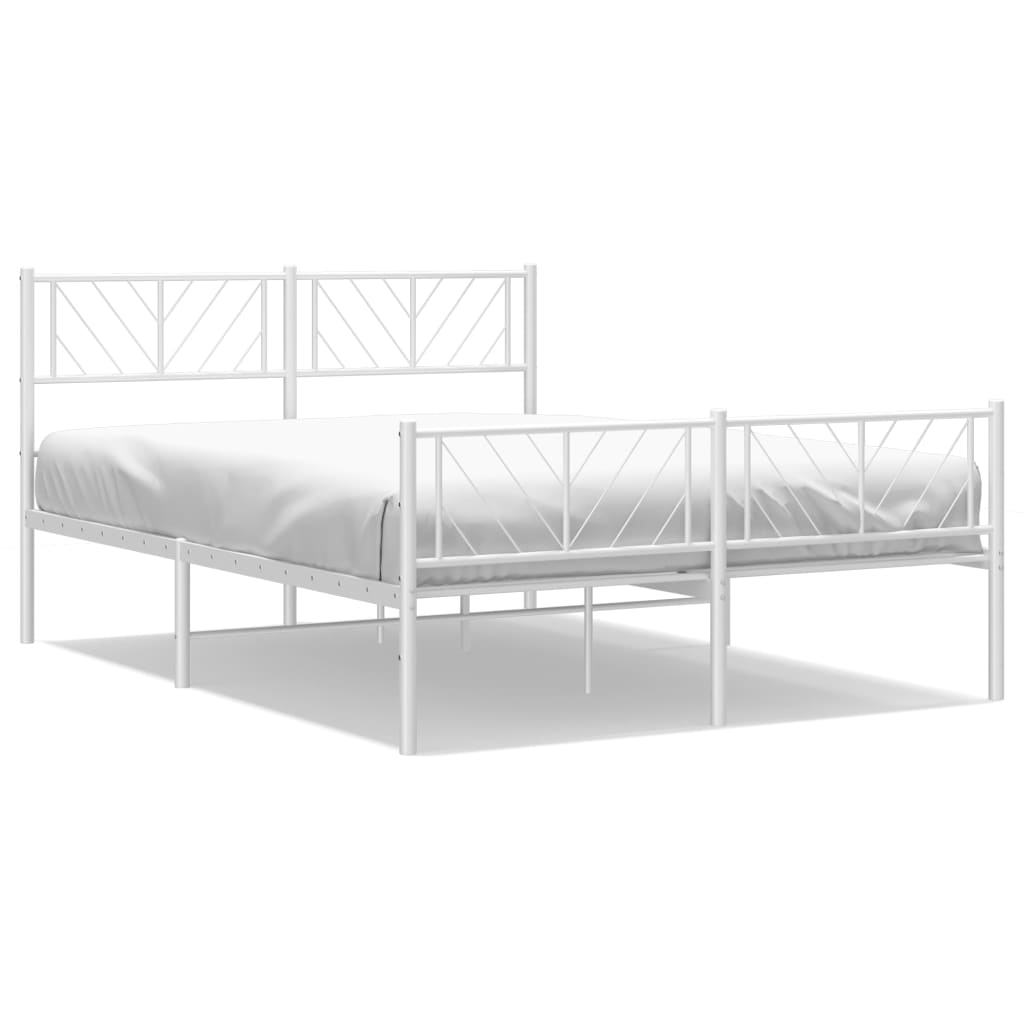 Metal Bed Frame without Mattress with Footboard White 120x200cm