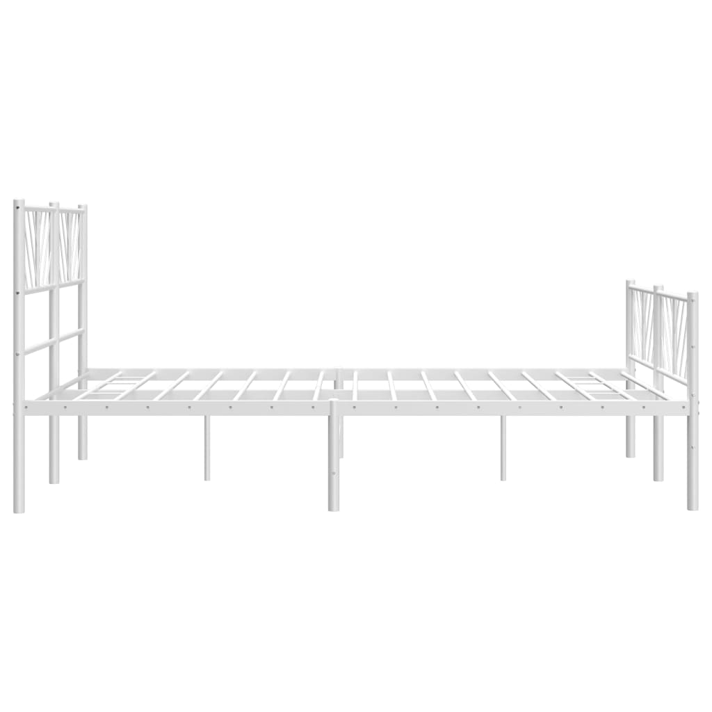 Metal Bed Frame without Mattress with Footboard White 120x200cm