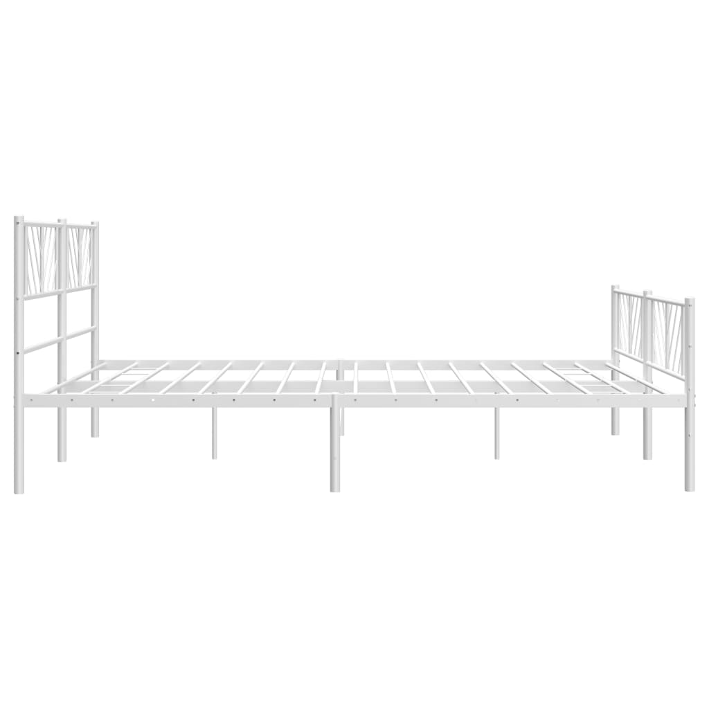 Metal Bed Frame without Mattress with Footboard White 180x200cm