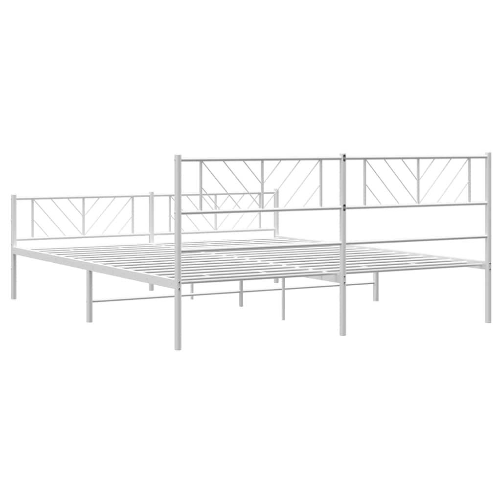 Metal Bed Frame without Mattress with Footboard White 193x203cm