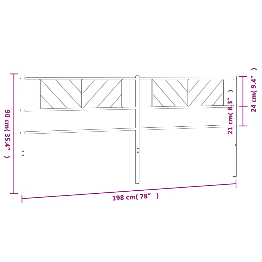Metal Headboard White 193 cm