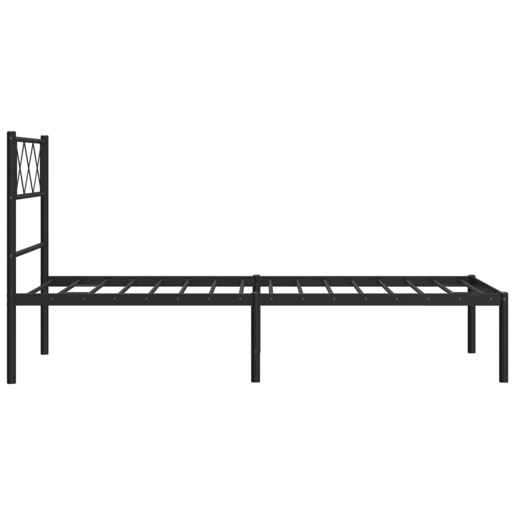 Metal Bed Frame without Mattress with Headboard Black 100x190cm