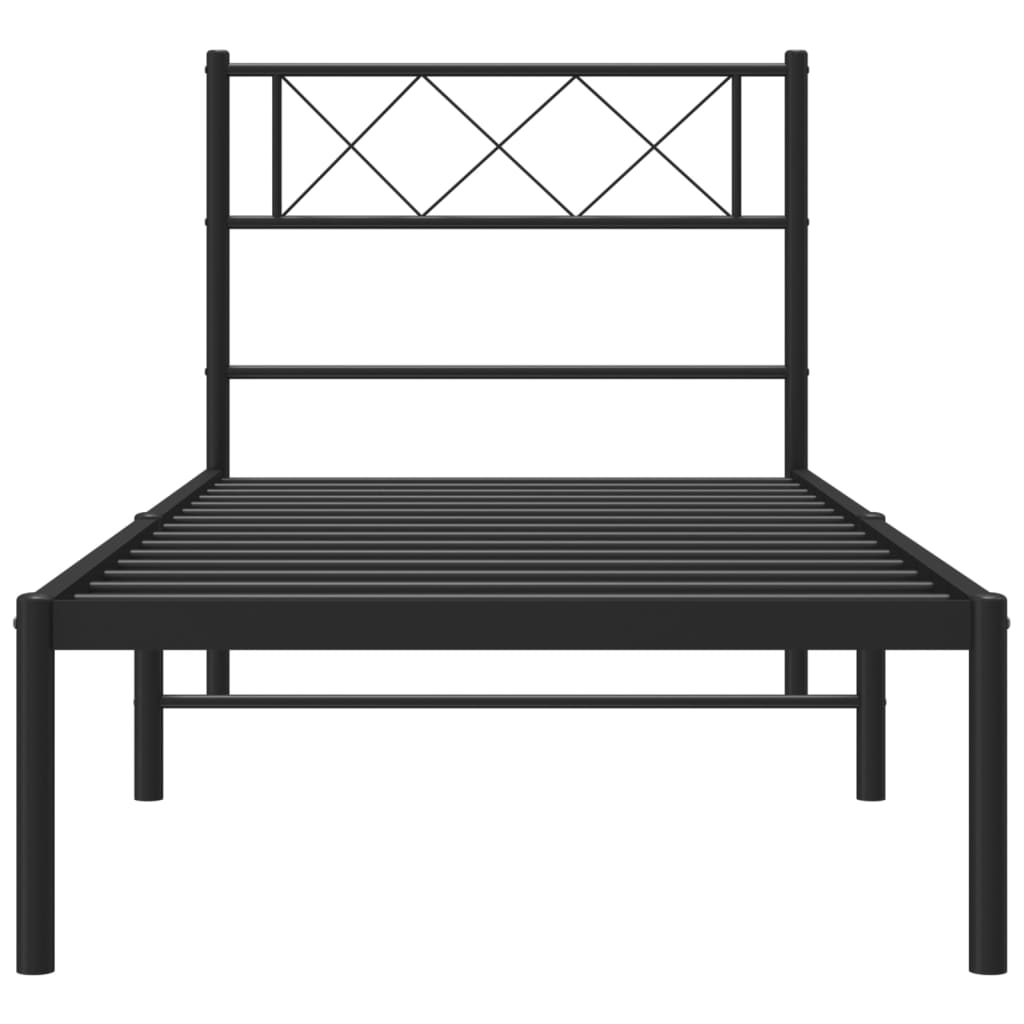 Metal Bed Frame without Mattress with Headboard Black 100x200cm
