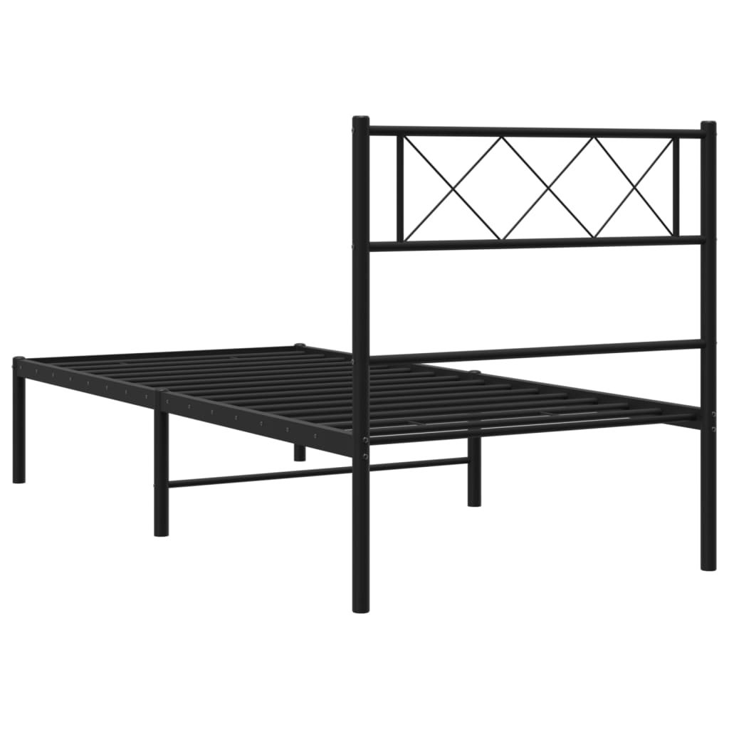 Metal Bed Frame without Mattress with Headboard Black 100x200cm