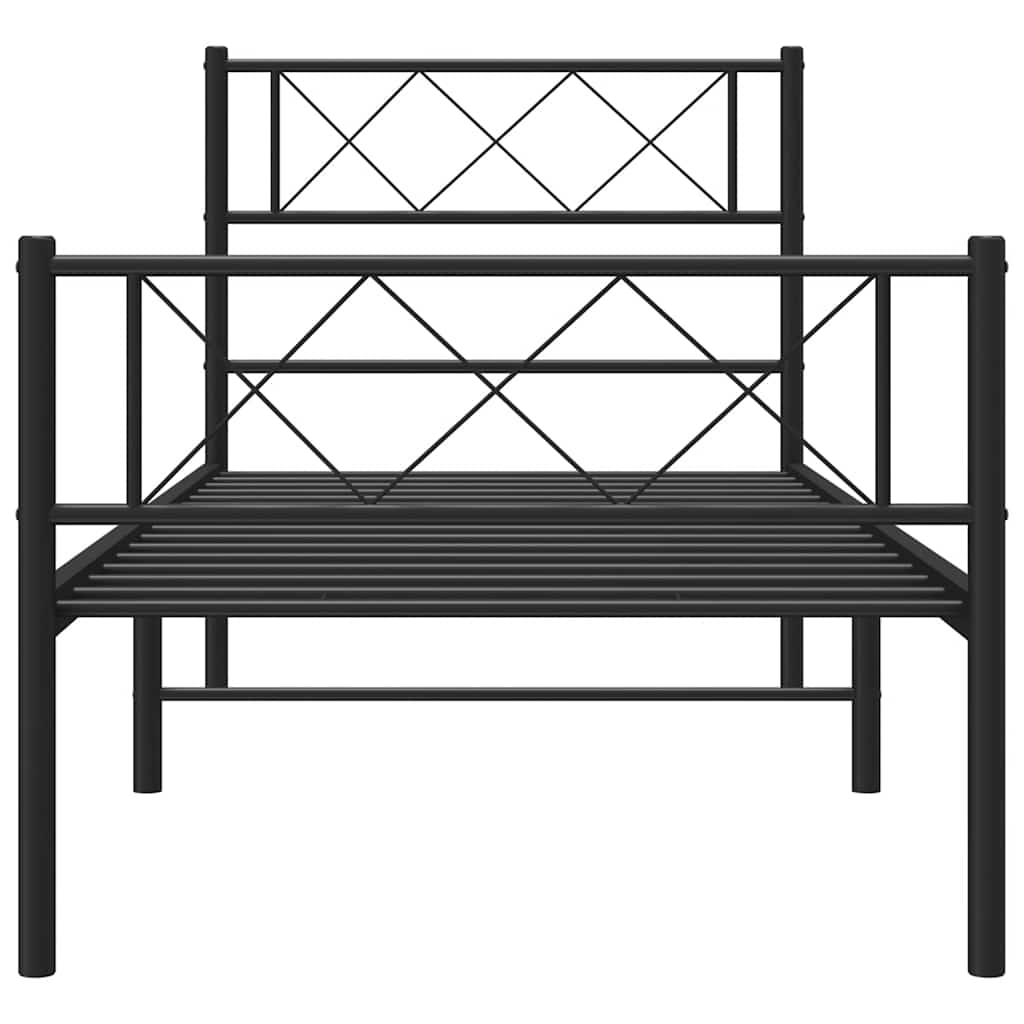 Metal Bed Frame without Mattress with Footboard Black 100x190cm