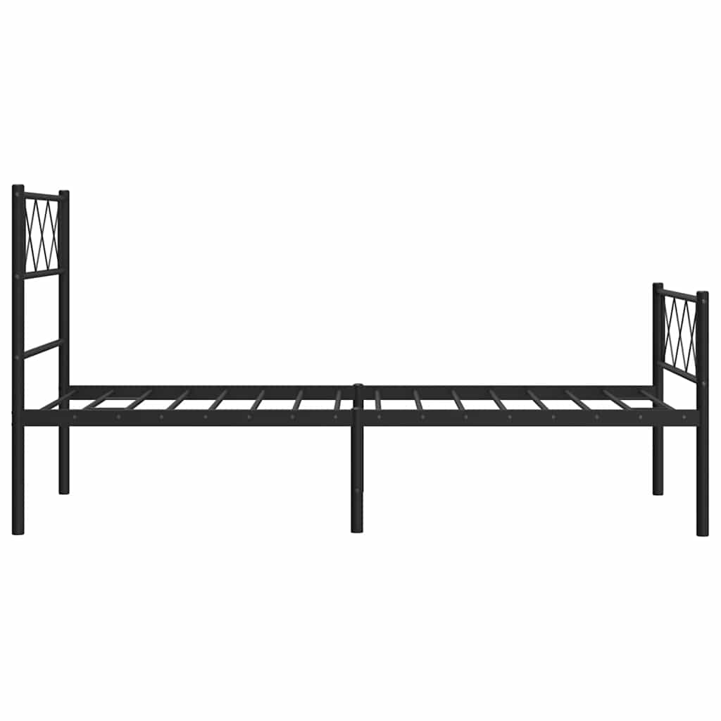 Metal Bed Frame without Mattress with Footboard Black 100x190cm