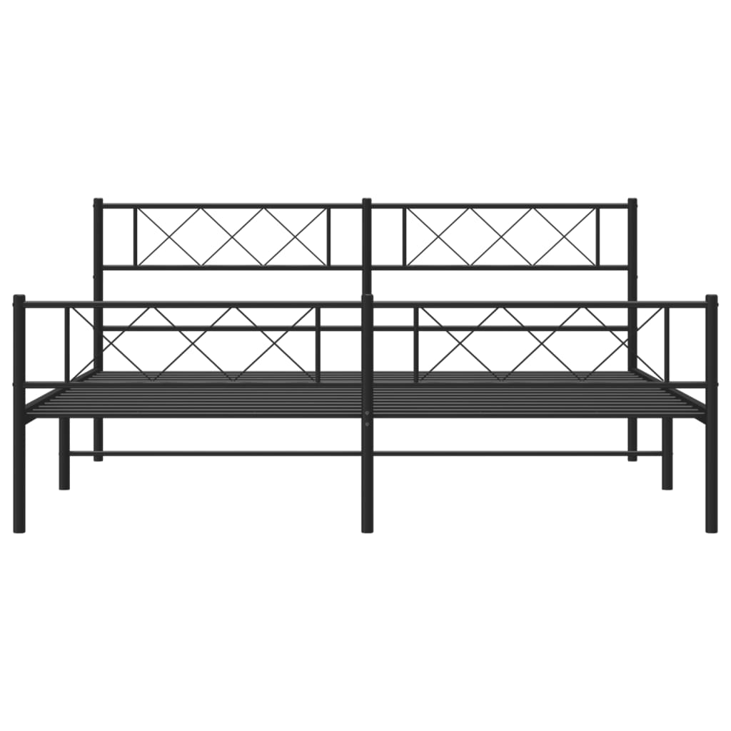 Metal Bed Frame without Mattress with Footboard Black 193x203cm
