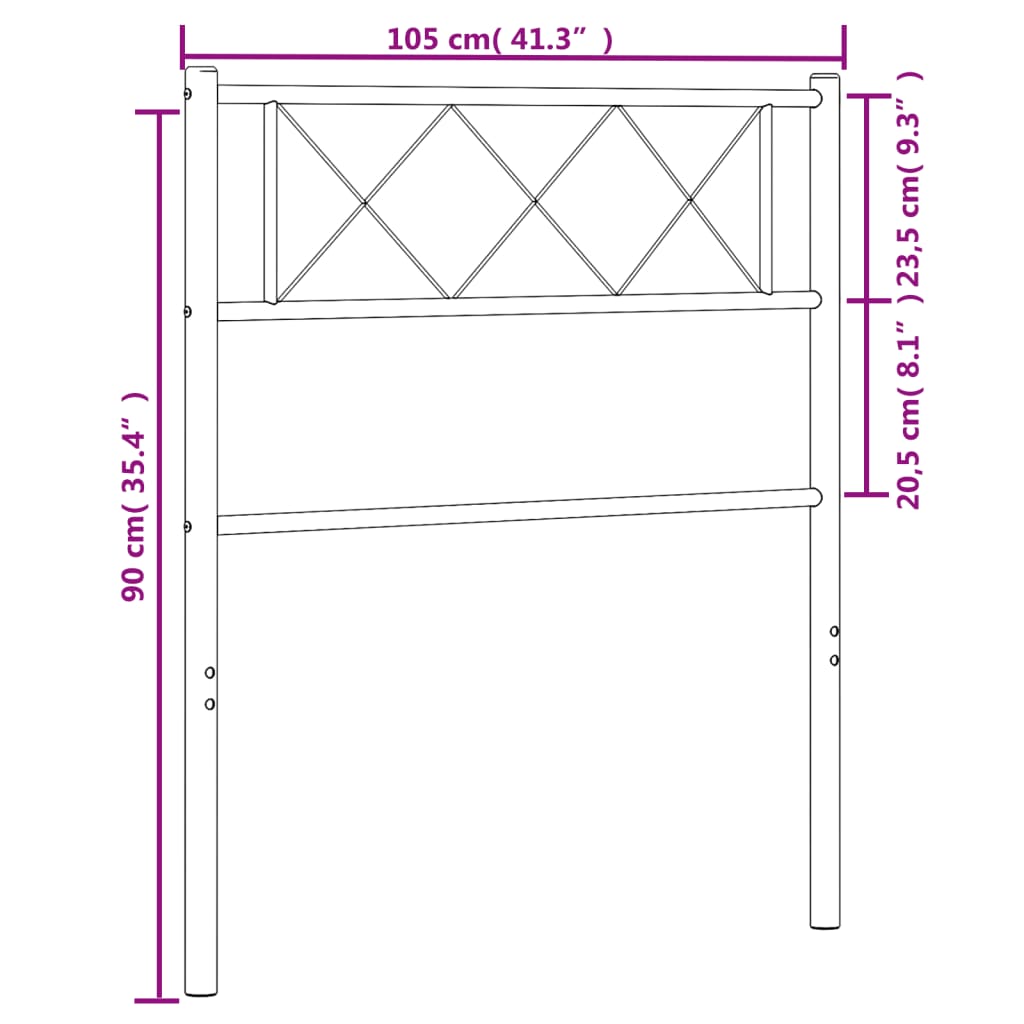 Metal Headboard Black 100 cm