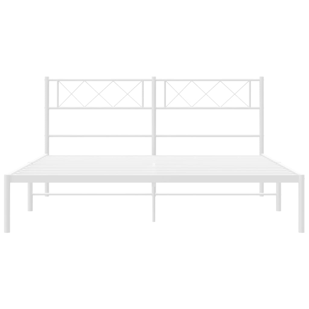 Metal Bed Frame without Mattress with Headboard White 140x190cm