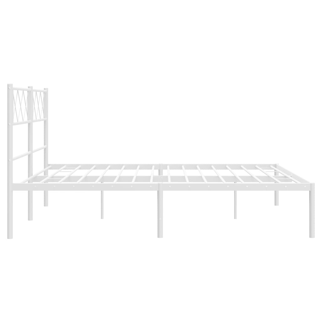 Metal Bed Frame without Mattress with Headboard White 140x190cm