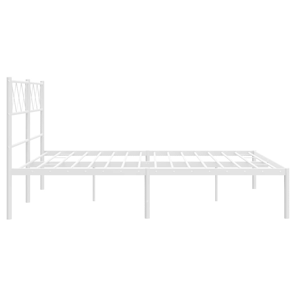 Metal Bed Frame without Mattress with Headboard White 150x200cm