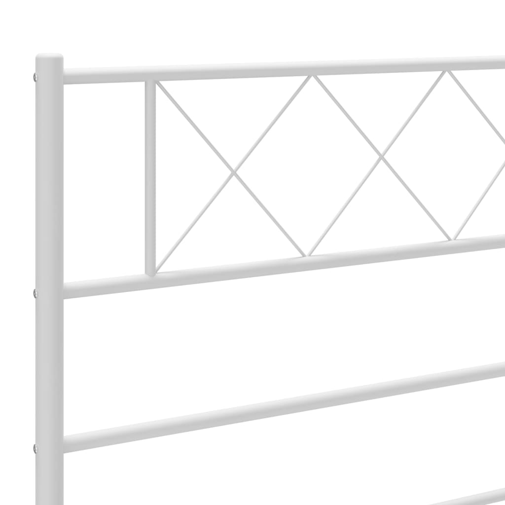 Metal Bed Frame without Mattress with Footboard White 107x203cm