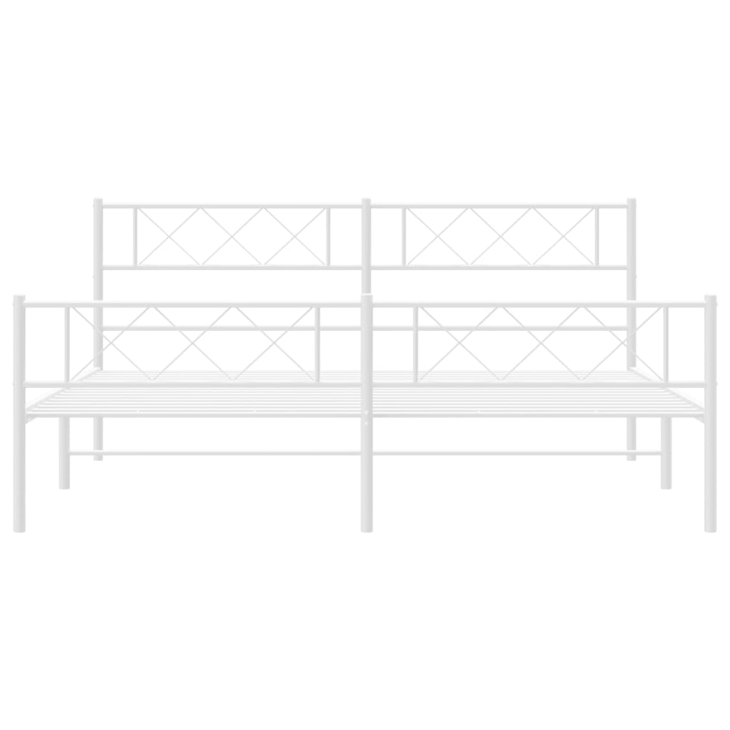 Metal Bed Frame without Mattress with Footboard White 193x203cm