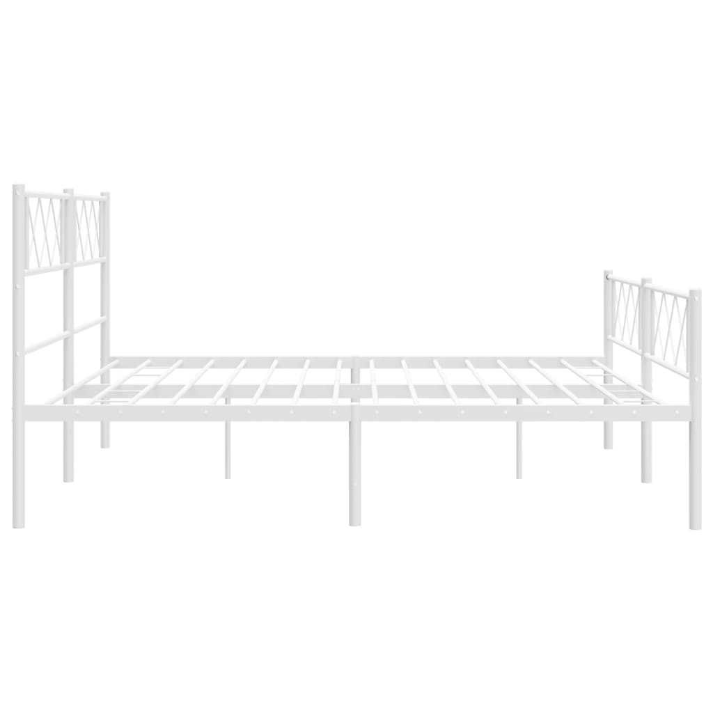 Metal Bed Frame without Mattress with Footboard White 193x203cm