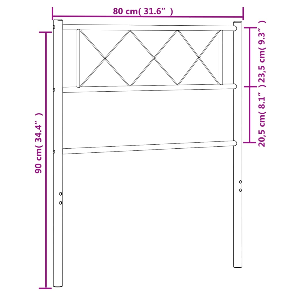 Metal Headboard White 75 cm